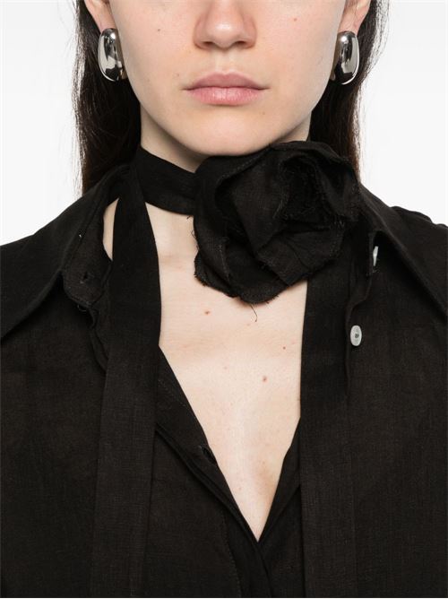 Blusa donna Marella Sport nera in lino con fiocco MARELLA Sport | EDITORE006